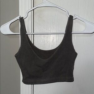 Brandy Melville Gray Fitted Crop Tank Top